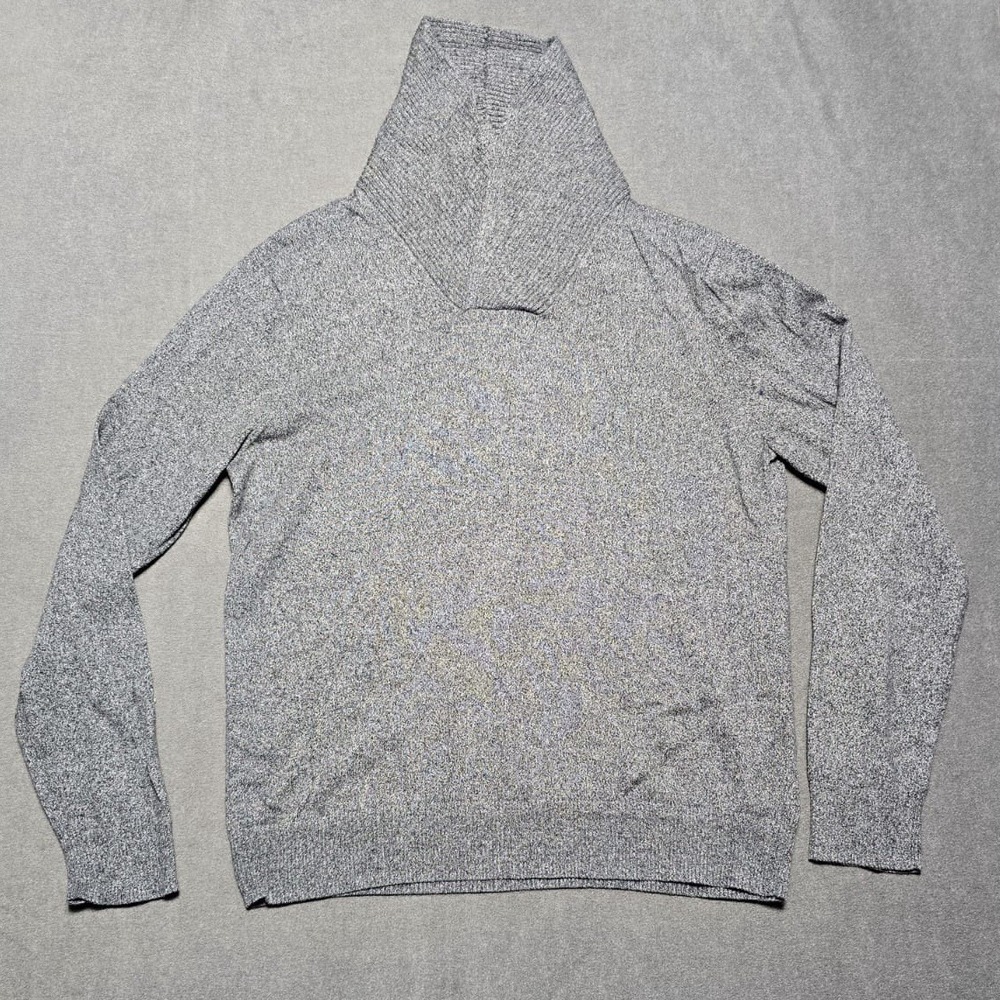Marc Anthony Sweater Men L‎ Gray Luxury Blend Slim Fit Shawl Collar Cotton Blend